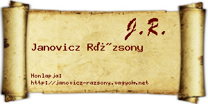 Janovicz Rázsony névjegykártya
